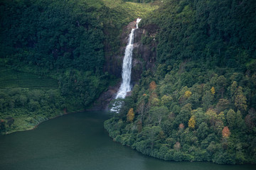 Beautiful waterfall in Sri Lanka - obrazy, fototapety, plakaty