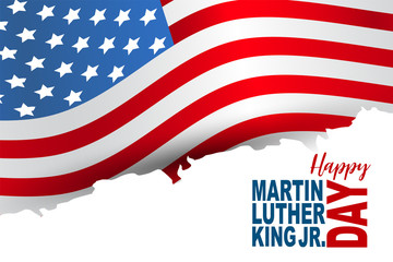 Fototapeta premium Happy Martin Luther King Day background with american flag. Vector illustration.