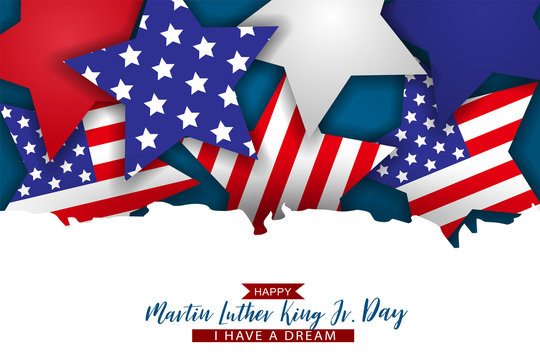 Martin Luther King Jr. Day design. Stars with USA flag. I have a dream. Vector illustration.