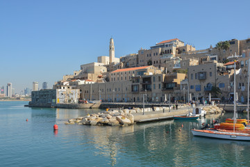 Fototapeta na wymiar The port and old city of Jaffa in Tel Aviv.