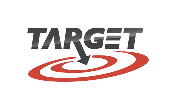Target logo design. A symbol of meeting the target. The logo represents Red aim, arrow,  perfect hit, winner, target goal. Corporate identity set.