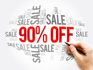 90% OFF Sale word cloud collage, business concept background