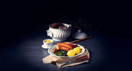 oldenburg kale with pinkel sausage and kassler