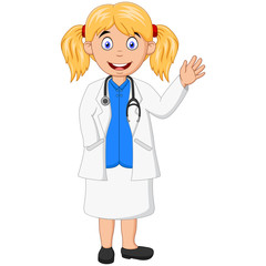Fototapeta premium Beautiful young doctor with stethoscope in standing position