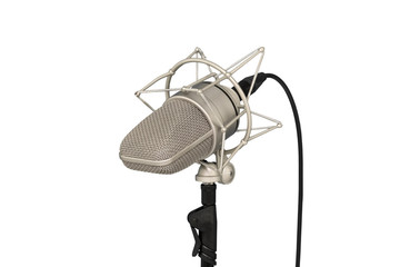Mic - Close-up of a microphone stand. Professional condenser large-diaphragm
