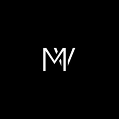 Creative unique minimal MV initial based letter icon logo