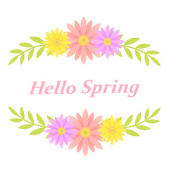 フラワーブーケのデザイン素材　花と葉っぱのデザインエレメントセット