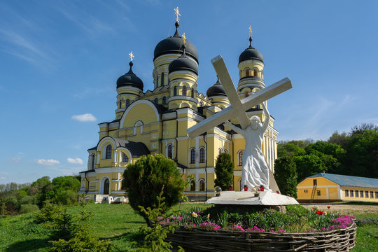 View of Hincu Monastery (Mănăstirea H&icirc;ncu) in spring, Republic of Moldova