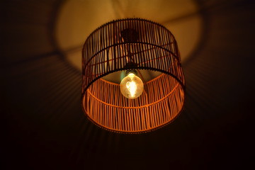 Rattan lighting design and incandescent light bulb
