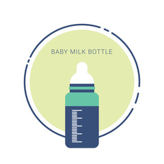Fototapeta premium Baby milk bottle in cartoon flat style, stock vector illustration