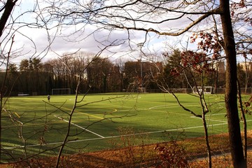 Looking at athletic sport field during winter © JMP Traveler
