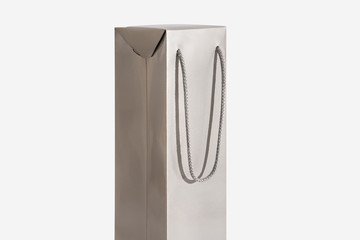 detail of a silver grey luxury wine paper bag