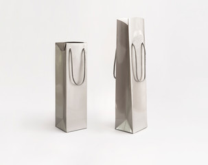 2 silver grey luxury wine paper bag open and closed