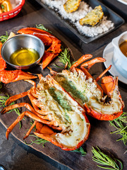 Grilled lobster with butter sauce