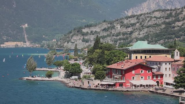 Hotel and Cafe at Lake Garda in Trentino Italy