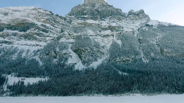 Snow covered mountains in Banff National Park in Alberta, Canada