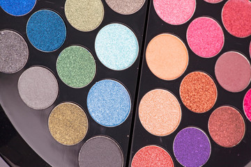 palette of eye shadows