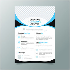Blue and black color corporate flyer design template