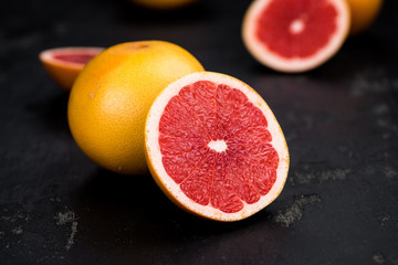 Grapefruit slices (selective focus)