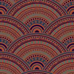Ethnic circle shapes seamless geometric pattern.