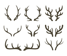 Antlers and horns set vector