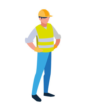 Isolated builder avatar man with yellow helmet vector design