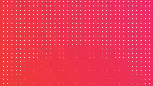 Symmetric sorted pulsing white dots on a red background.