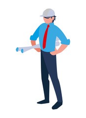 Isolated architect avatar man with white helmet vector design