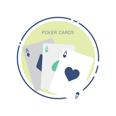 Vector flat illustration of playing cards. Icon of pocker cards