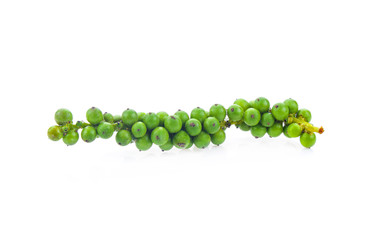  fresh green peppercorns isolated on white background