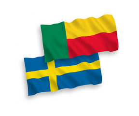 Flags of Sweden and Benin on a white background