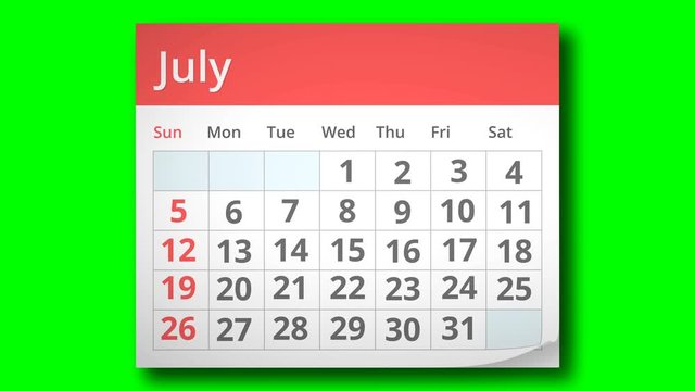 animated calendar green screen month flipping