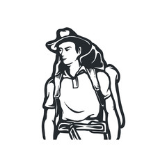 man hiking backpacker vector illustration