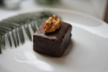 Chocolate candy with walnut