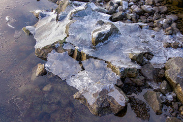 Ice and rocks by the sea