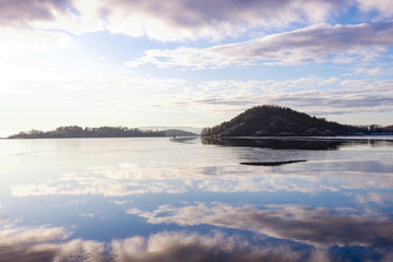 sea with small island in the background