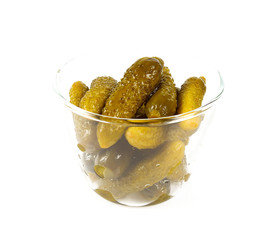 small pickled cucumbers isolated on white