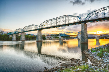 Chattanooga, Tennessee City Skyline at Sunset