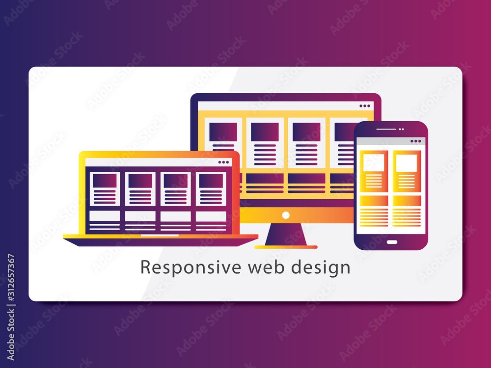 Poster responsive web design and website development vector devices