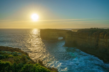 island arch at sunset, great ocean road in victoria, australia