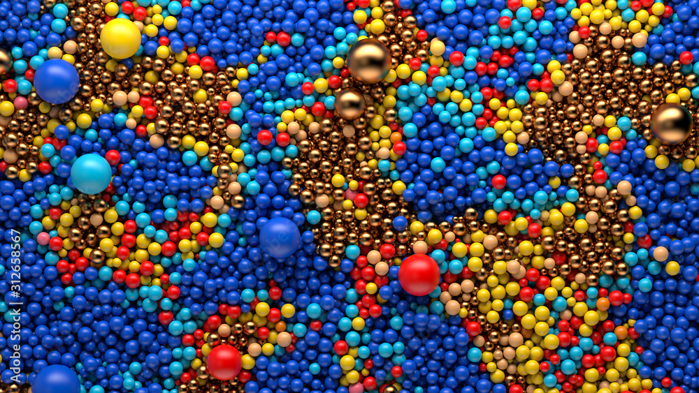Poster 3d render of abstract background made of a lot of sphere particles. trendy and modern design...