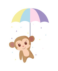 Obraz na płótnie Canvas Cute monkey cartoon with umbrella vector design
