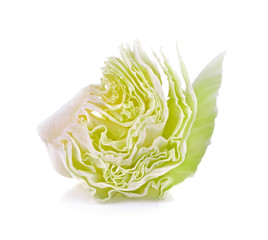 sliced cabbage on white background