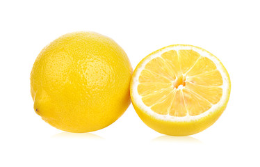 Sliced lemons isolated on white background
