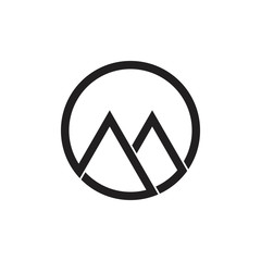 letter om geometric mountain logo vector - obrazy, fototapety, plakaty