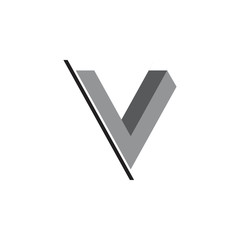 letter v motion slice 3d gradient symbol logo vector