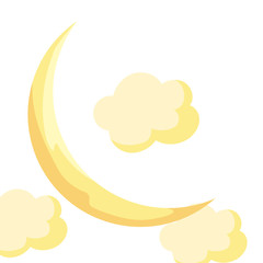 Isolated night moon and clouds vector design