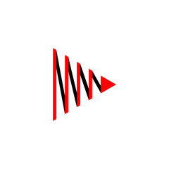 triangle ribbon arrow shadow logo design logo vector