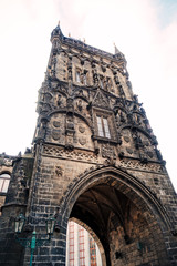 Obraz premium PRAGUE, CZECH REPUBLIC - July 25, 2017 : The Powder Tower is one of the original 13 city gates in Old Town, Prague,Czech