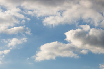 Bright blue sky with white clouds for background or wallpapers